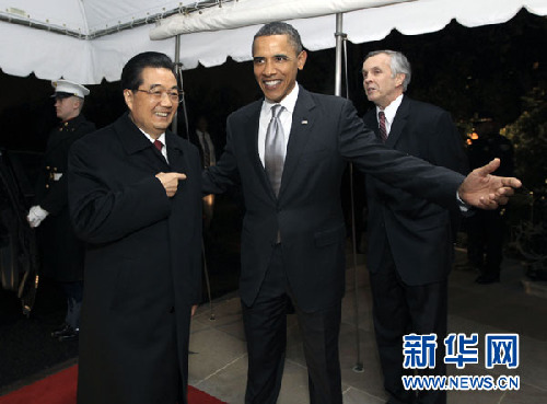 胡錦濤出席美國(guó)總統(tǒng)奧巴馬舉行的私人晚宴