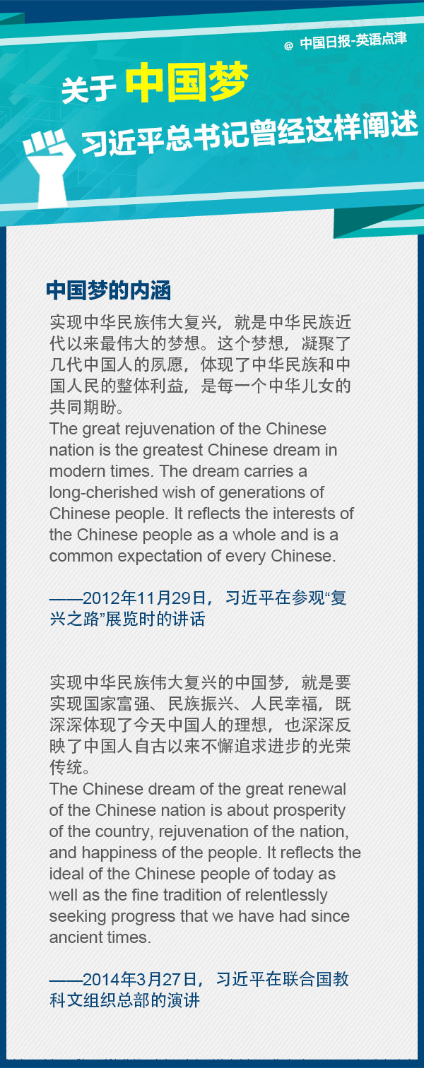 關于中國夢，習近平總書記曾經(jīng)這樣闡述