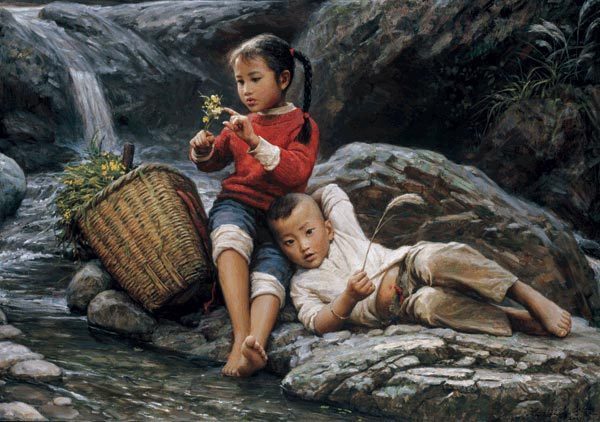 鄉(xiāng)土情油畫(huà)作品引發(fā)集體懷舊（組圖）