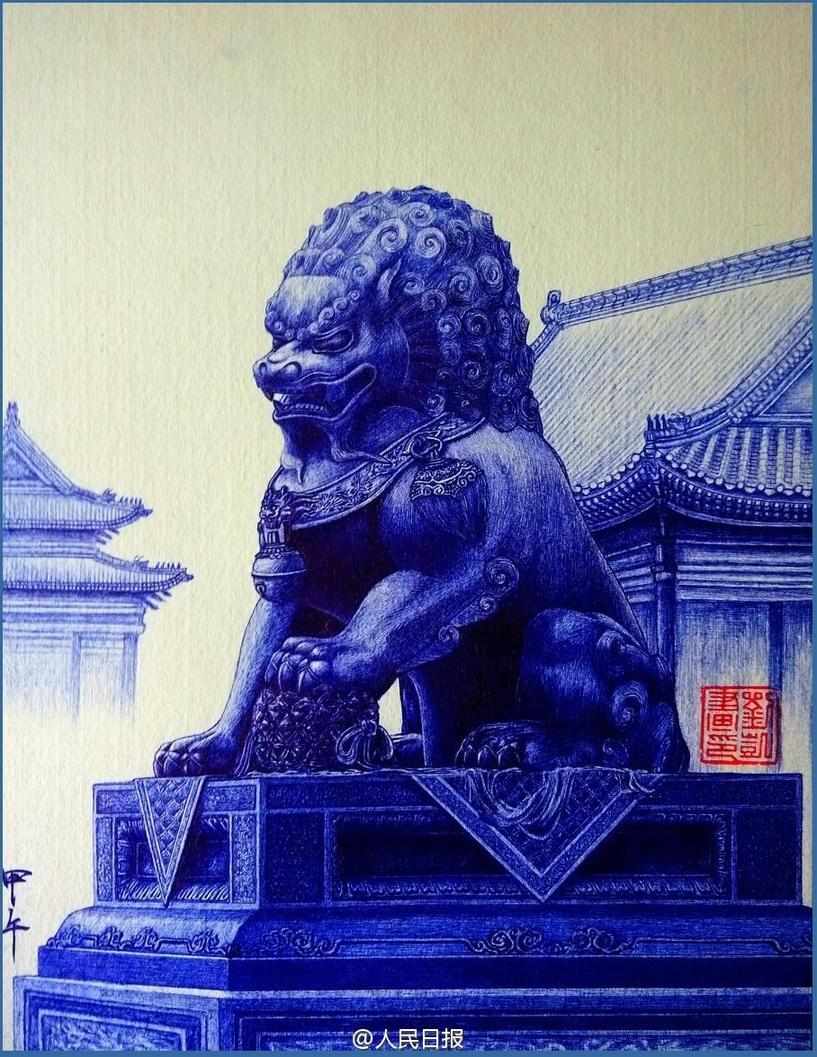 有才任性的的圓珠筆畫(huà)作