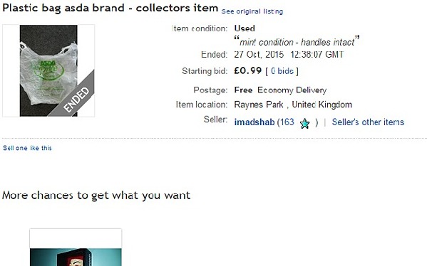 英新規(guī)引發(fā)“血案”，eBay驚現(xiàn)1000英鎊塑料袋