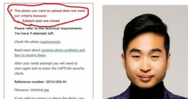 亞裔男子申請護照因眼小遭拒 網(wǎng)站提示沒睜眼