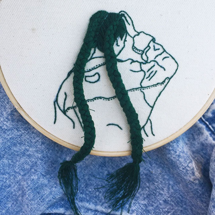 3D刺繡藝術：奪畫而出的長辮（組圖）