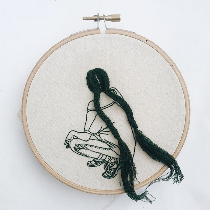 3D刺繡藝術(shù)：奪畫(huà)而出的長(zhǎng)辮（組圖）