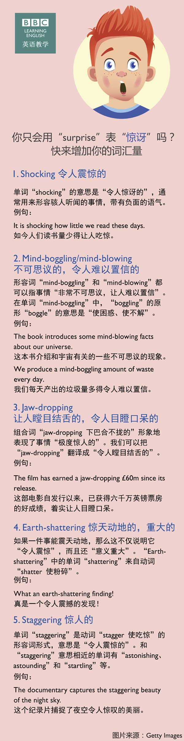 你只會用“surprise”表“驚訝”嗎？快來增加你的詞匯量